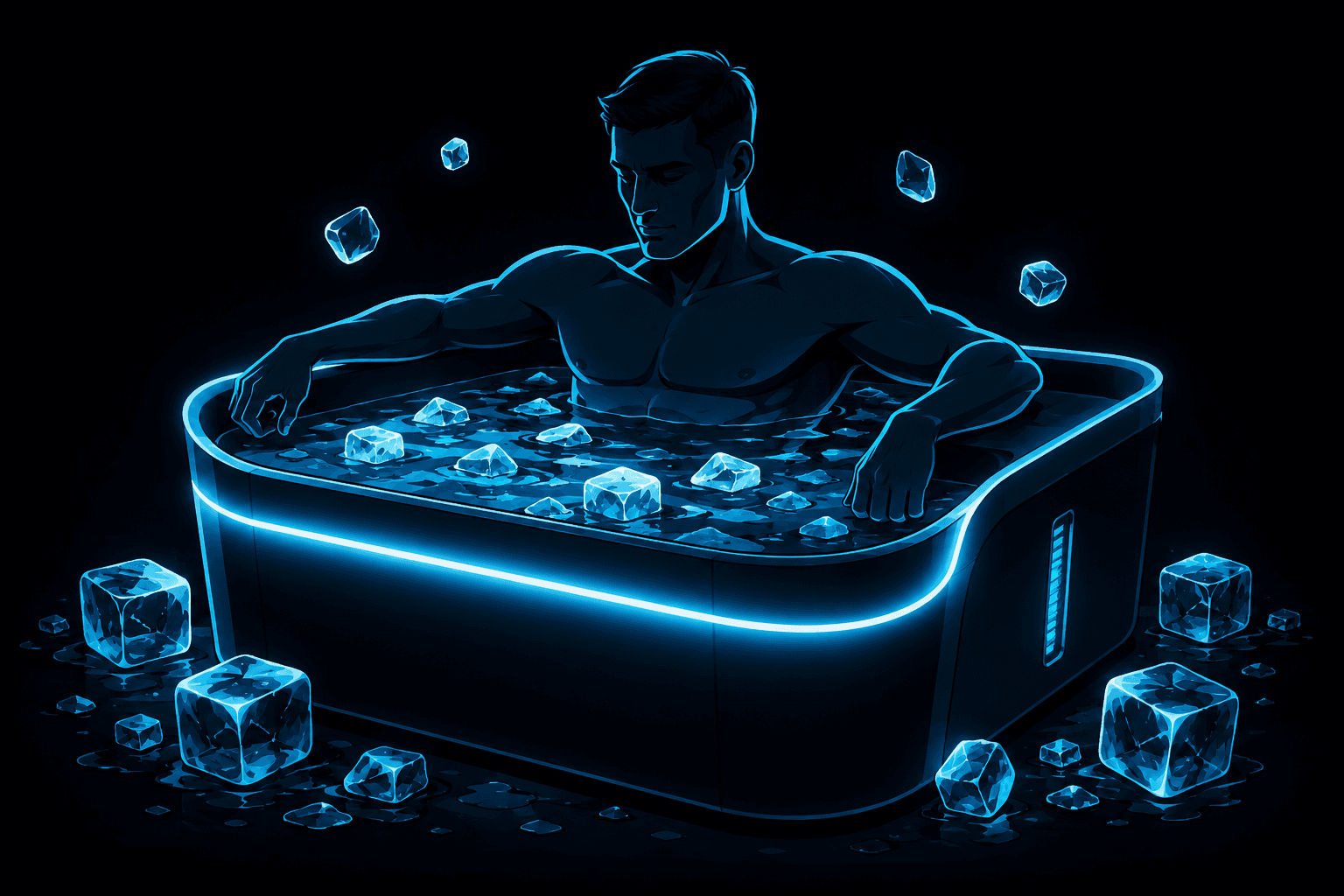 Athlete in Cold Water Recovery Tub