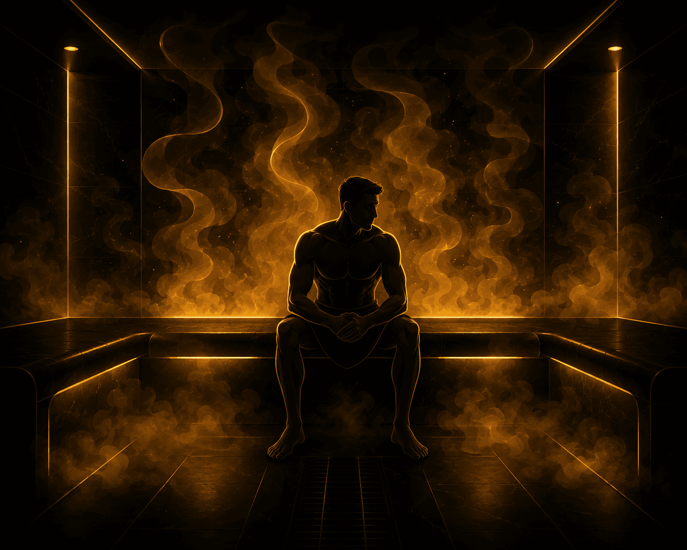 Athlete in Steam Room